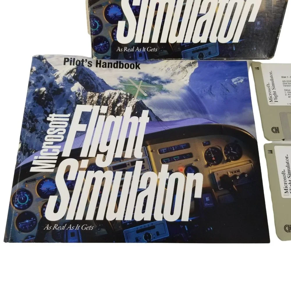 Microsoft Flight Simulator 5.0 PC Hard Disc Handbook Airplane School Computer